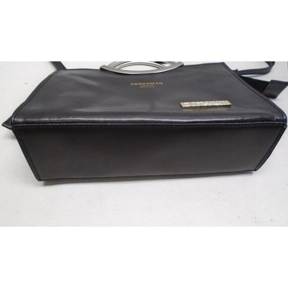 Persaman New York Black Structured Handbag Silver Hardware - Picture 4 of 7